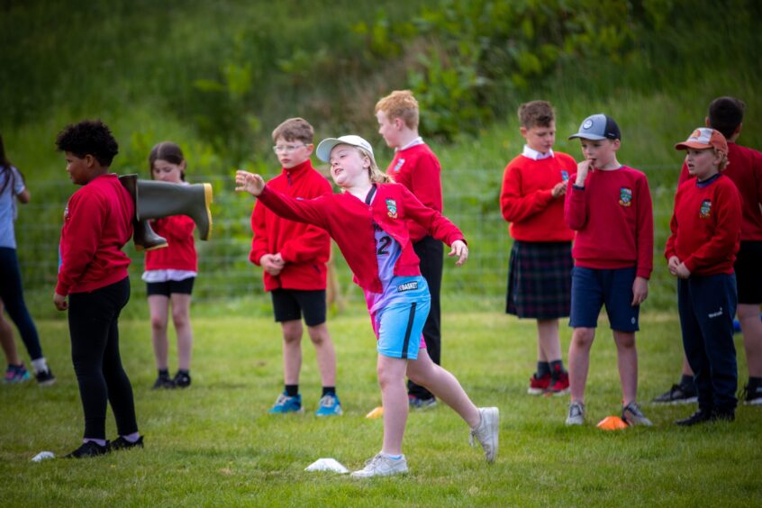 welly throwing at Strathmore junior highland games.