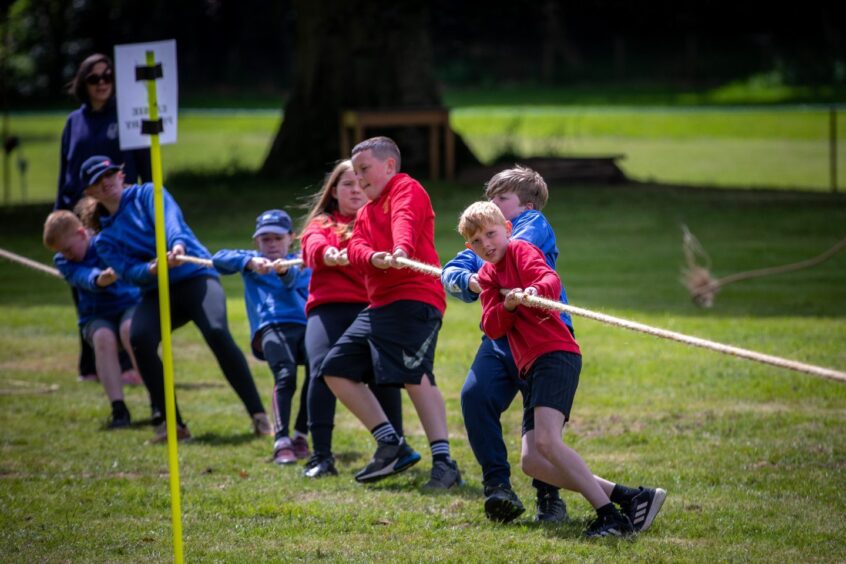 Tug o war at Glamis Castle junior games.