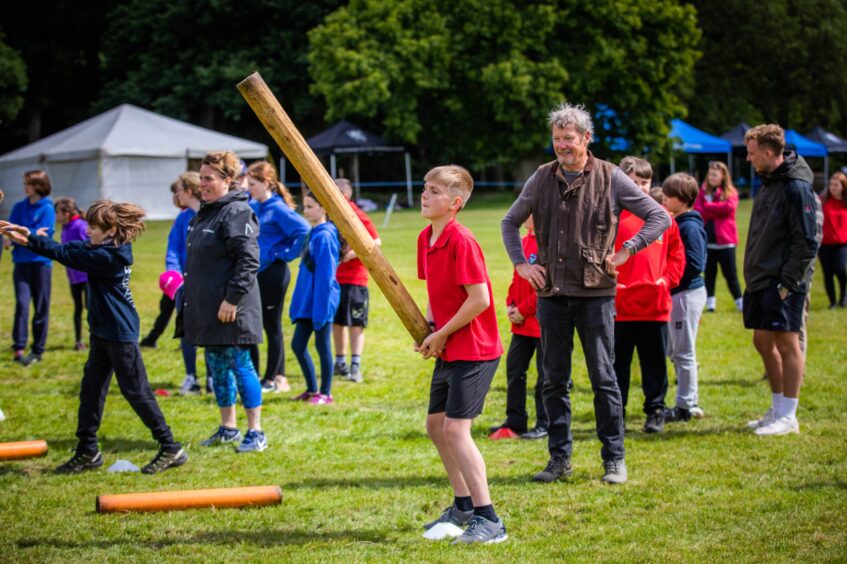 Caber toss at Glamis junior games.