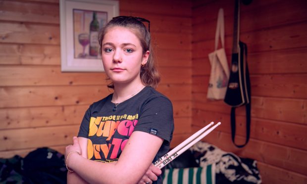 Drummer Anna Fettes, 15, has been playing since she was just four years old. Image: Steve Brown/DC Thomson.