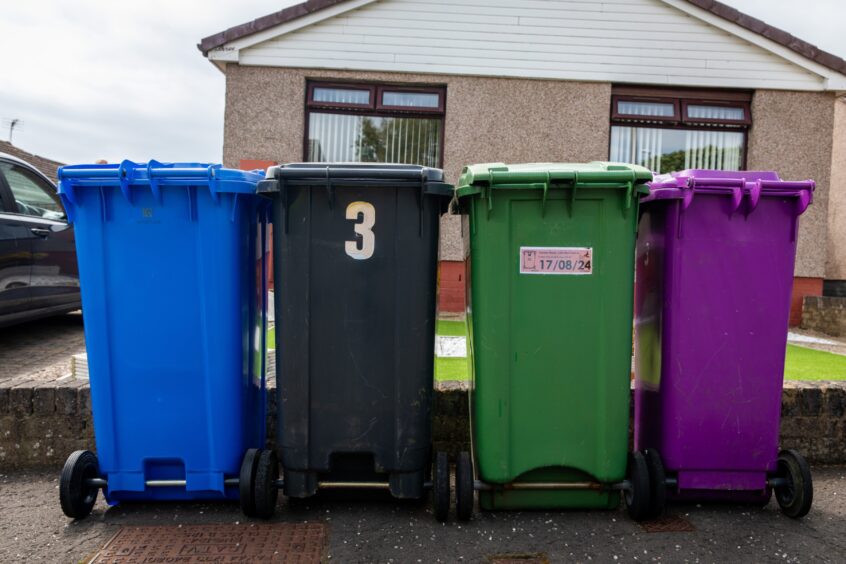 Recycling bins in Angus.