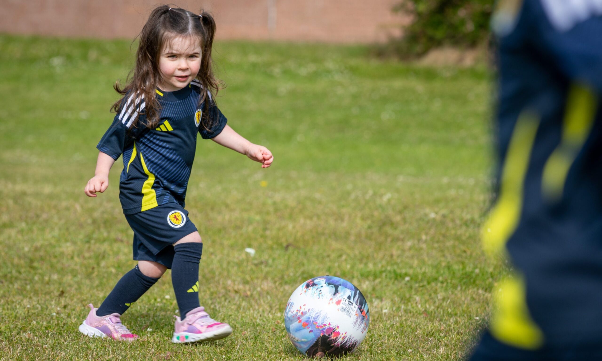 Azzurra loves football and is showing early talent for the game. Image: Steve Brown/DC Thomson.