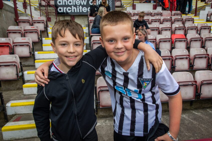 Young Dunfermline fans waiting for the players.