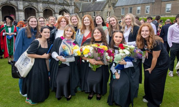 Graduates Olivia from Glasgow, Chloe from Glasgow, and Phoebe from Kent share this special moment with friends and family, marking the culmination of their academic journey. All pictures by: Steve Brown/DC Thomson
