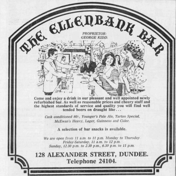 A newspaper ad after The Ellenbank Bar received a makeover in 1986. 