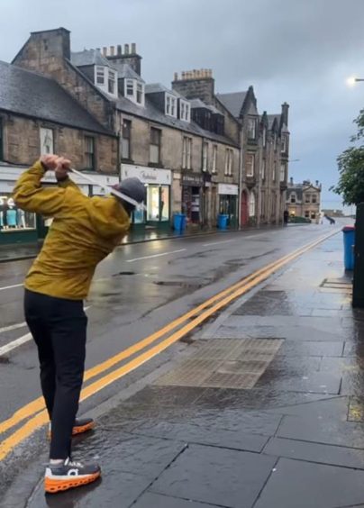 Wyatt Messmer taking on the Dunvegan golf shot in St Andrews