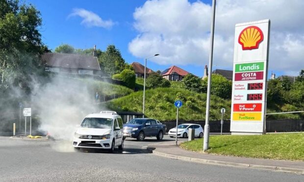 Taxi Fire on Wellesley Road Leven