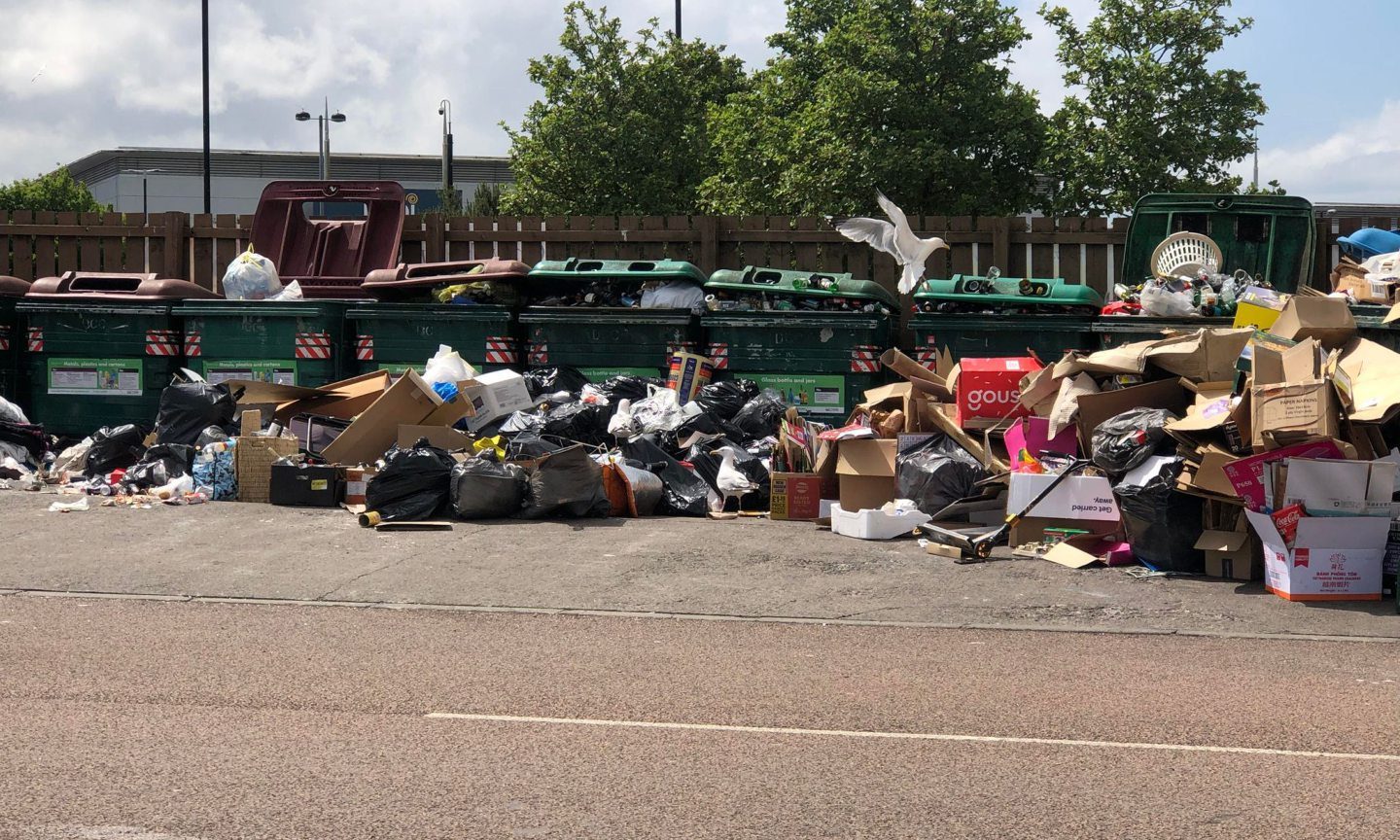 The recycling area at Kingsway West Retail Park.
