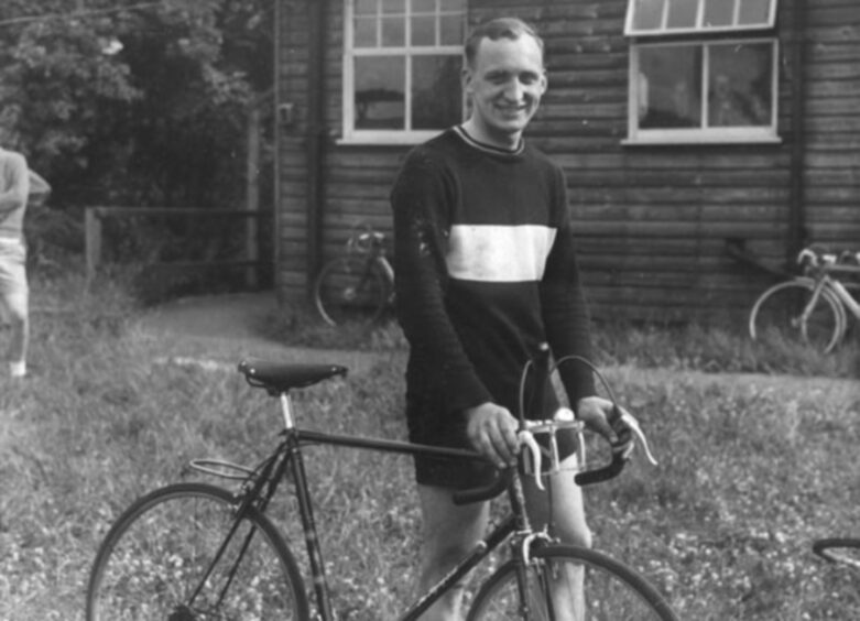 Jack Nicholson, standing beside his bike, was a member of Dundee Thistle Cycling Club. 