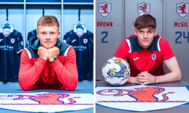 New Raith Rovers signings Lewis Gibson and Kai Montagu.