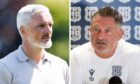 Dundee United boss Jim Goodwin (left) and Dundee counterpart Tony Docherty (right) will go head-to-head on the opening weekend of the Premiership season. Images: SNS