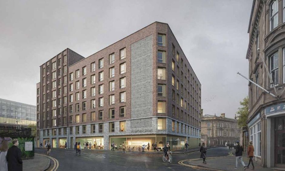 An image of the student flats planned for the fire-hit site of Robertson's in Dundee.