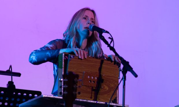 Cluny-based musician Xan Tyler at the launch of her new album, Holding up Half the Sky. Image: Stephanie Gibson.