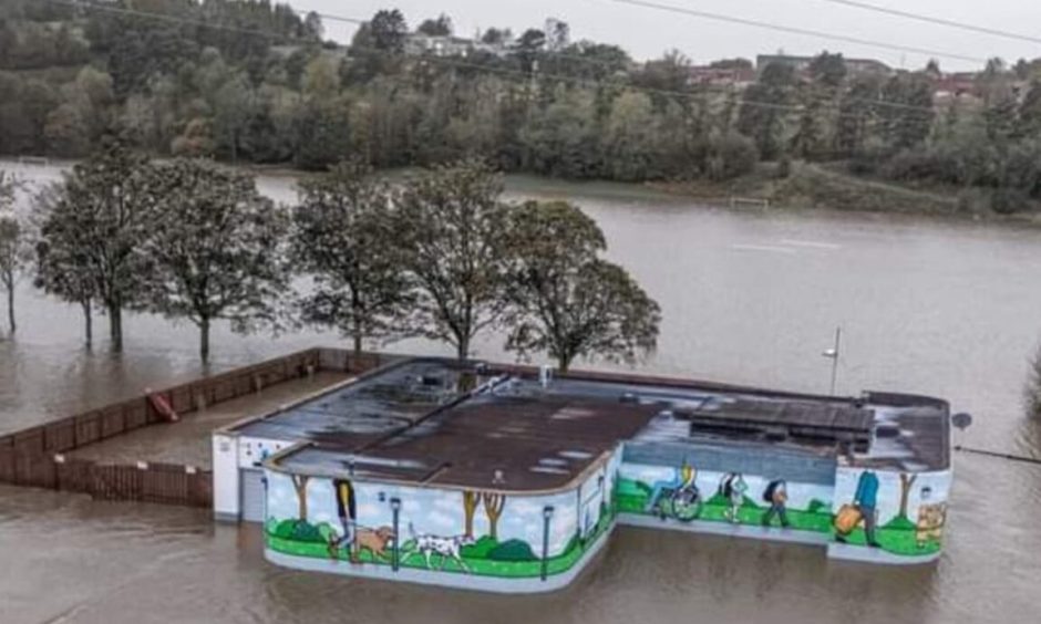 Storm Babet flooding at Fairfield Sports and social club