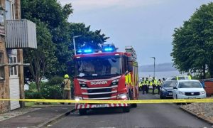 Fire crews and police at Howard Place in Dysart. Image: Fife Jammer Locations