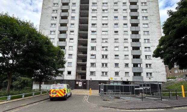 Police in the Hilltown on Tuesday. Image: Police Scotland