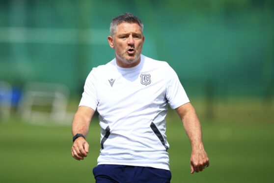 Tony Docherty is putting his Dundee players through their paces in Poland. Image: David Young