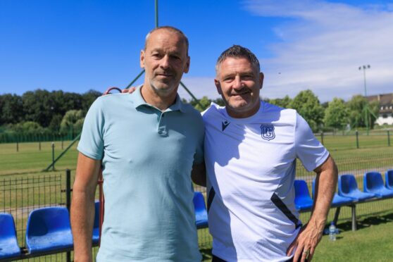 Dusan Vrto met Dundee boss Tony Docherty in Poland. Image: David Young