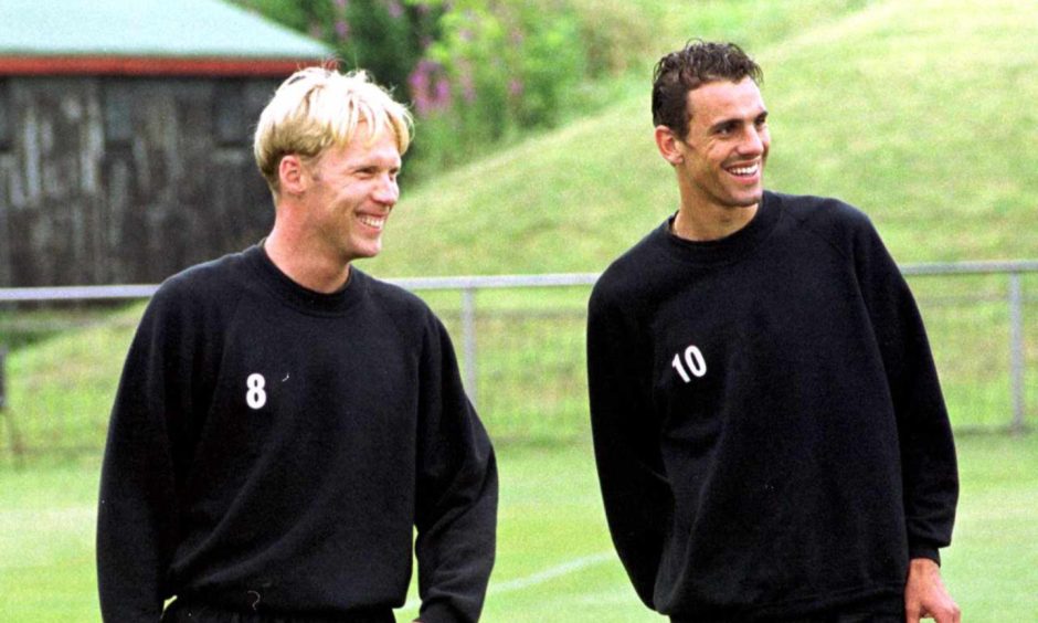 Magnus Skoldmark, left, and Joachim Ferraz were derby heroes for Dundee United