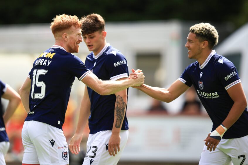 Ethan Ingram, Simon Murray and Seb Palmer-Houlden terrorised the Inverness defence. Image: David Young/Shutterstock