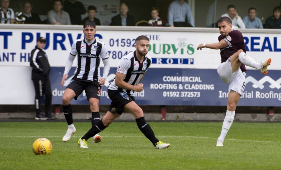 Hearts midfielder Olly Lee scores against Dunfermline Athletic F.C.