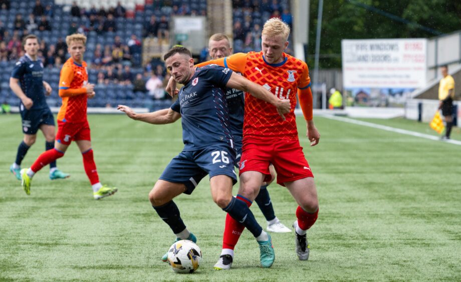 Lewis Stevenson battles for possession during Raith Rovers' 1-0 win against Inverness Caley Thistle.