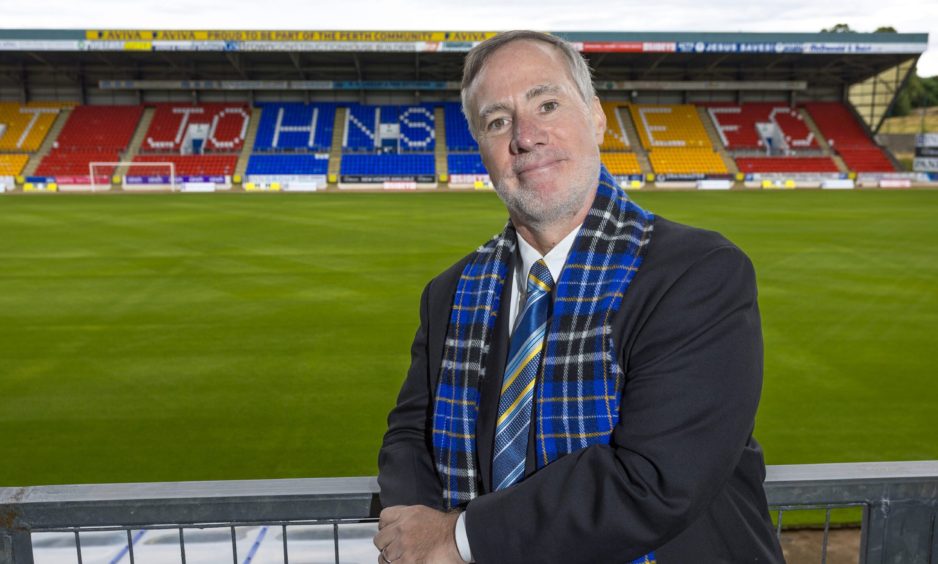 Adam Webb in front of the McDiarmid Park pitch.