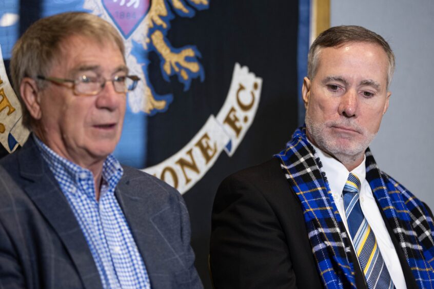 Adam Webb is unveiled as the new owner of St Johnstone alongside Geoff Brown. 