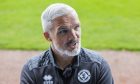Dundee United boss Jim Goodwin speaks to the assembled press