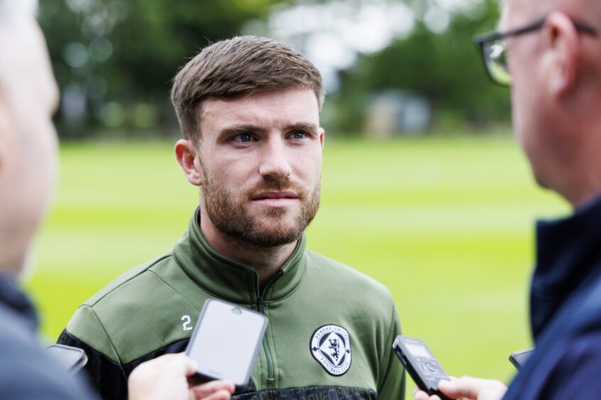 Dundee United player Ryan Strain meets the media at St Andrews