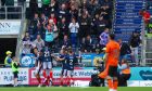 Falkirk players take the acclaim after going 2-0 up against Dundee United