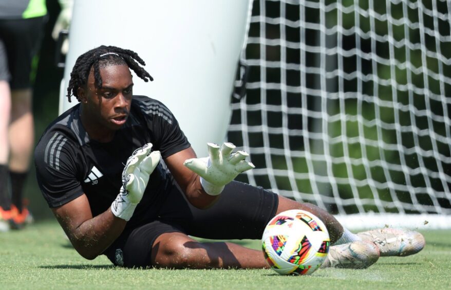 Tobi Oluwayemi in training with the Celtic first-team in the United States.