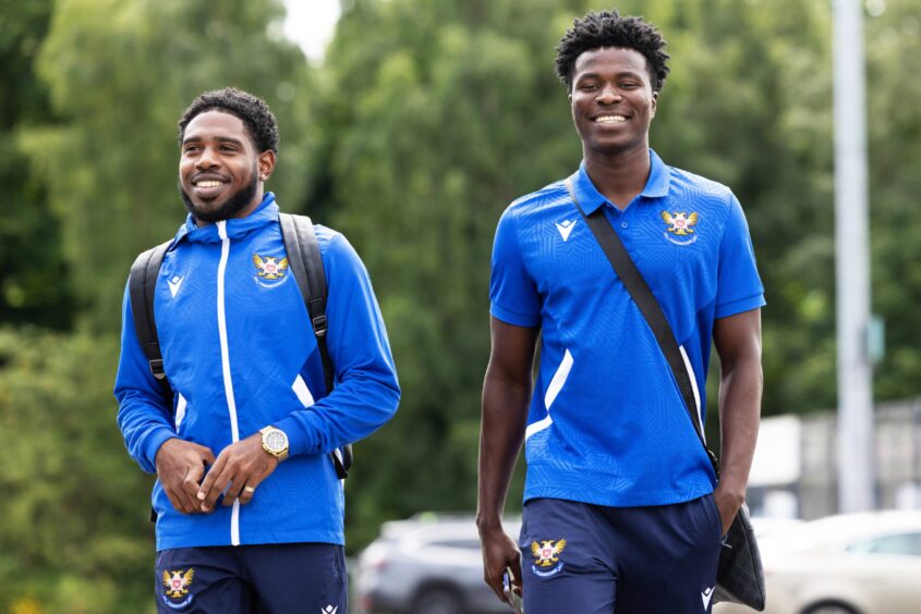 Andre Raymond (left) and Aaron Essel ahead of the Morton match.