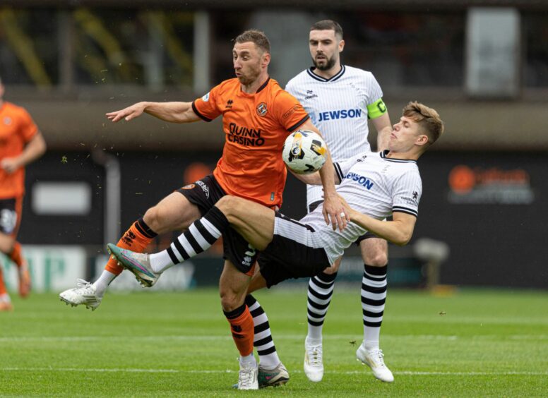 Louis Moult in action against Ayr United for Dundee United