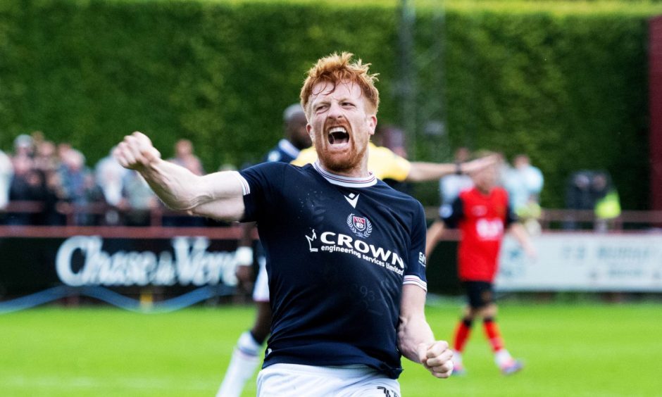 Simon Murray enjoys his first goal of the season. Image: Paul Devlin/SNS