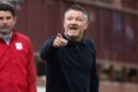 Tony Docherty encourages his side at Brechin's Glebe Park. Image: SNS