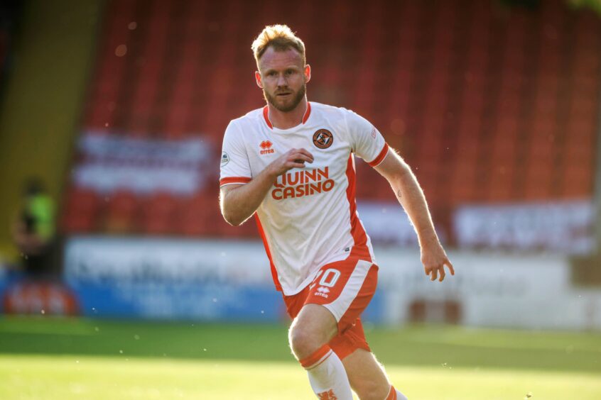 Dundee United striker Jort van der Sande in action