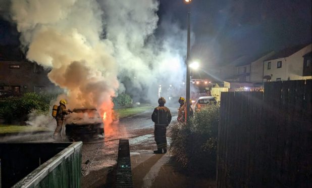 Car fire on Melville Close in Glenrothes.