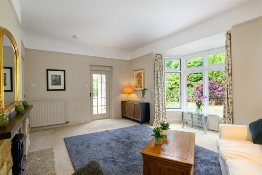 Bay windows in the living room. 