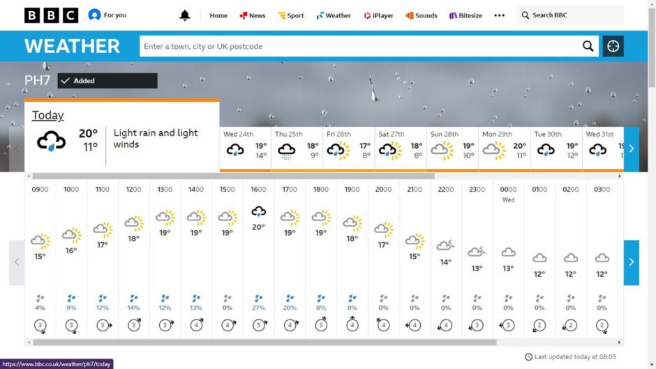 BBC weather forecast