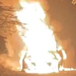 Car goes up in flames in Dundee park as police launch probe