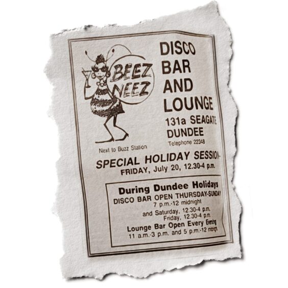 A newspaper advert for The Beez Neez, which opened in Seagate, Dundee, in 1984.