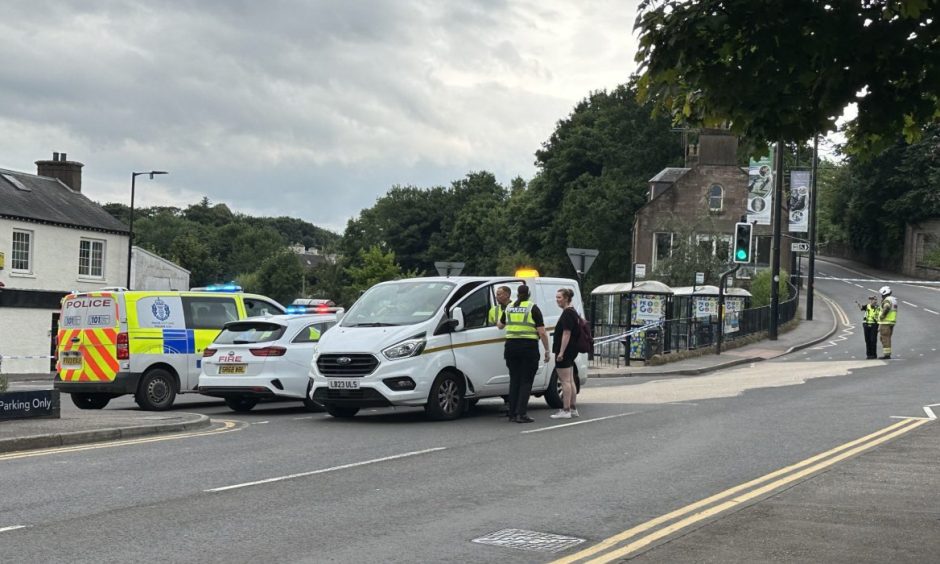 Police on the scene of a gas leak in Blairgowrie.