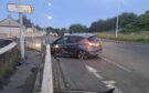 The car crashed through barriers on Old Perth Road in Cowdenbeath.