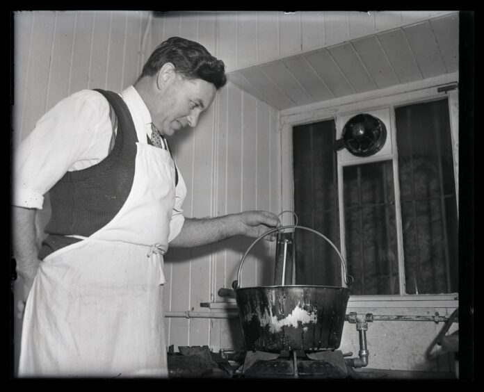 M Shaw at Star Rock Shop, Kirriemuir in December 1965.