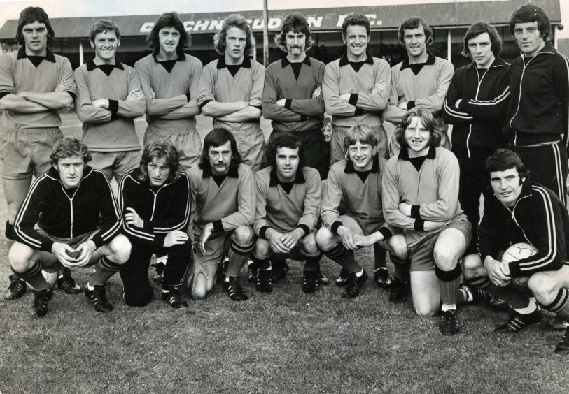 The Dundee United squad pose for a team line-up picture in 1974.