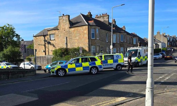 Emergency services at the scene of Dunfermline crash