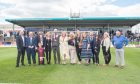 The ESP team with Arbroath FC representatives at Gayfield at the recent match against Dundee FC, where the new ESP Enclosure partnership was unveiled. Image: DLR Media