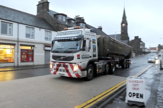A Skene Group Construction lorry travelling through the Fife town of Leslie. Kim Cessford/ DC Thomson.