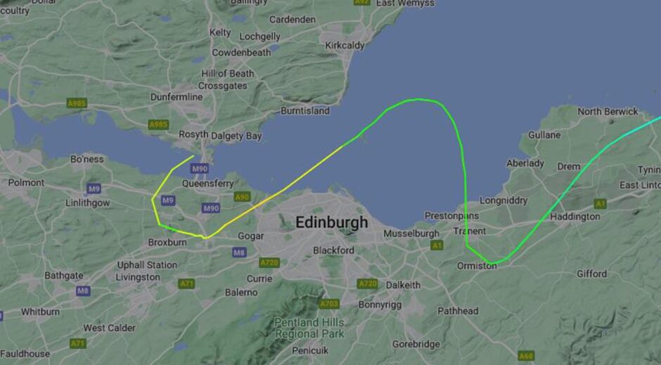 The Typhoon fighter jet flew over the Firth of Forth in Fife 